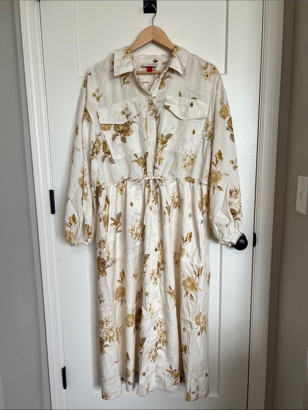 Woolrich Cream Maxi Dress with Mustard Floral Print